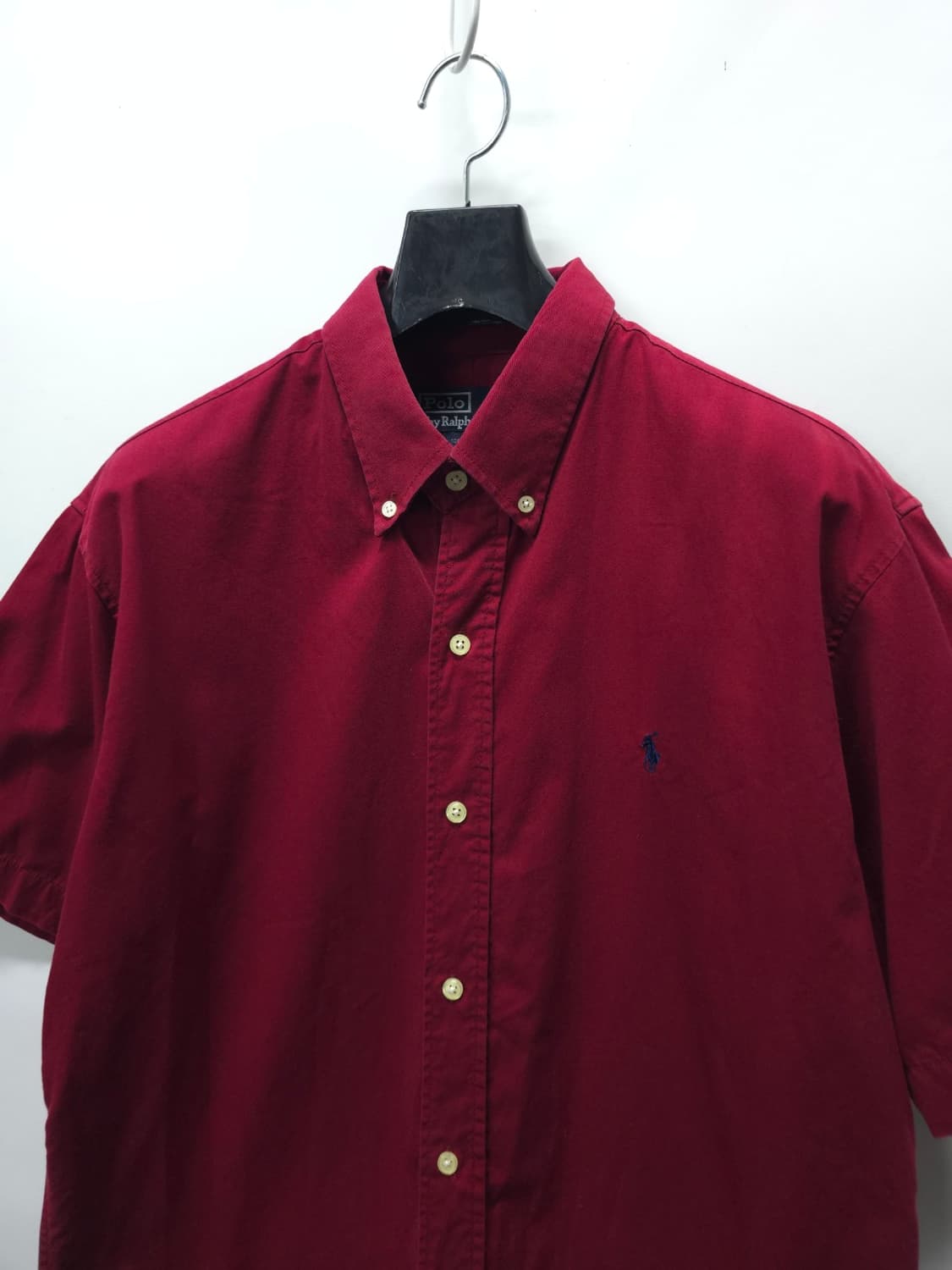 폴로 랄프로렌 90s 빈티지 클래식핏 반팔 셔츠 레드 100 상품이미지2