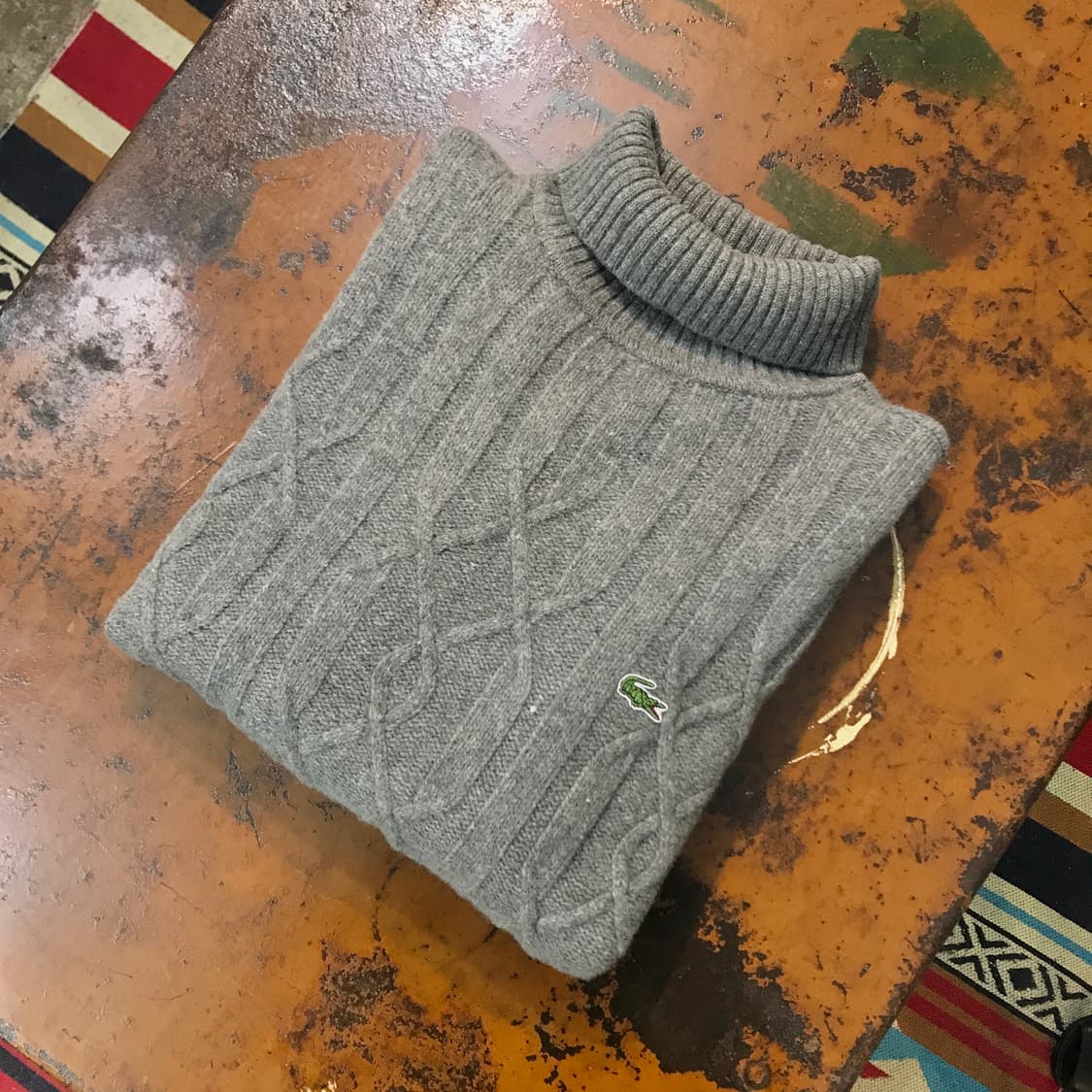 라코스테 그레이 헤비울 터틀넥 케이블 니트 남성 105 사이즈 상품이미지1