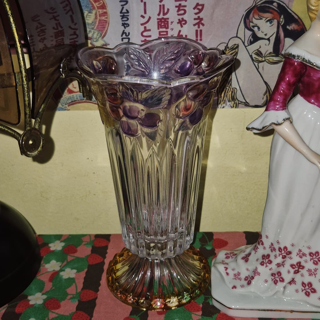 90s 소가 글라스 레트로 컬러 포도 꽃병 상품이미지5