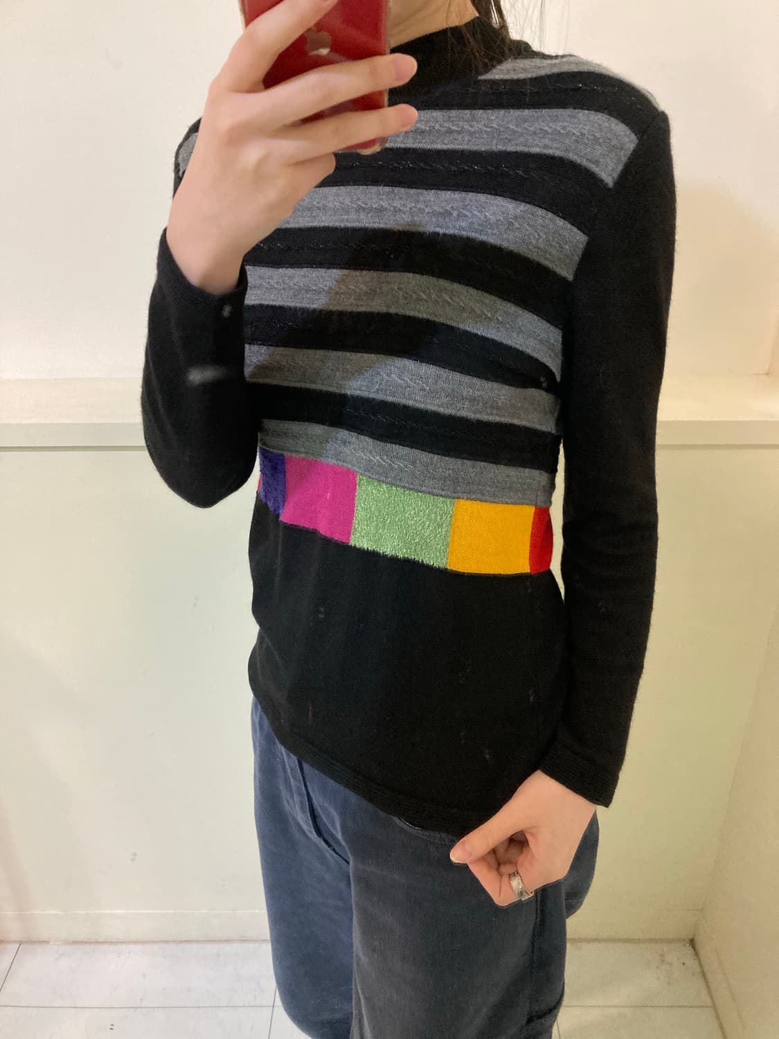 블랙 스트라이프 니트탑 상품이미지10