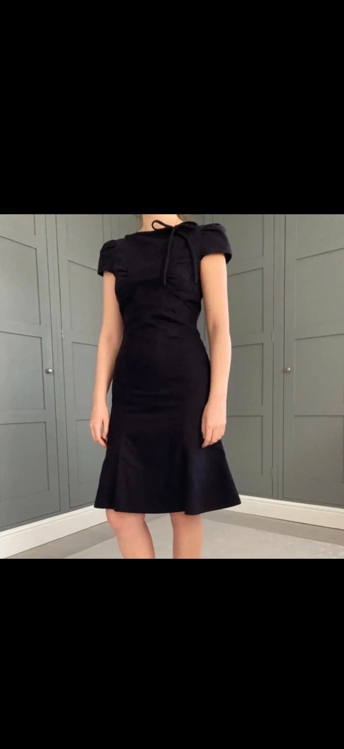 플로움스타일 미디드레스 리본 퍼프 머메이드 미디 원피스 하객룩데이트 상품이미지2