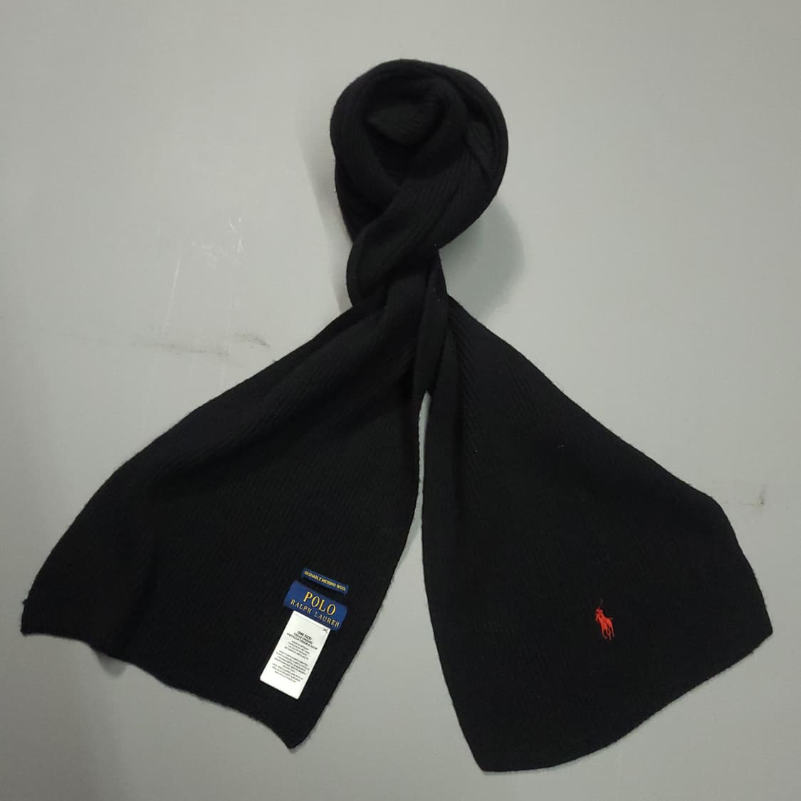 폴로 랄프로렌 신형 QR택 메리노울 머플러 블랙 상품이미지7