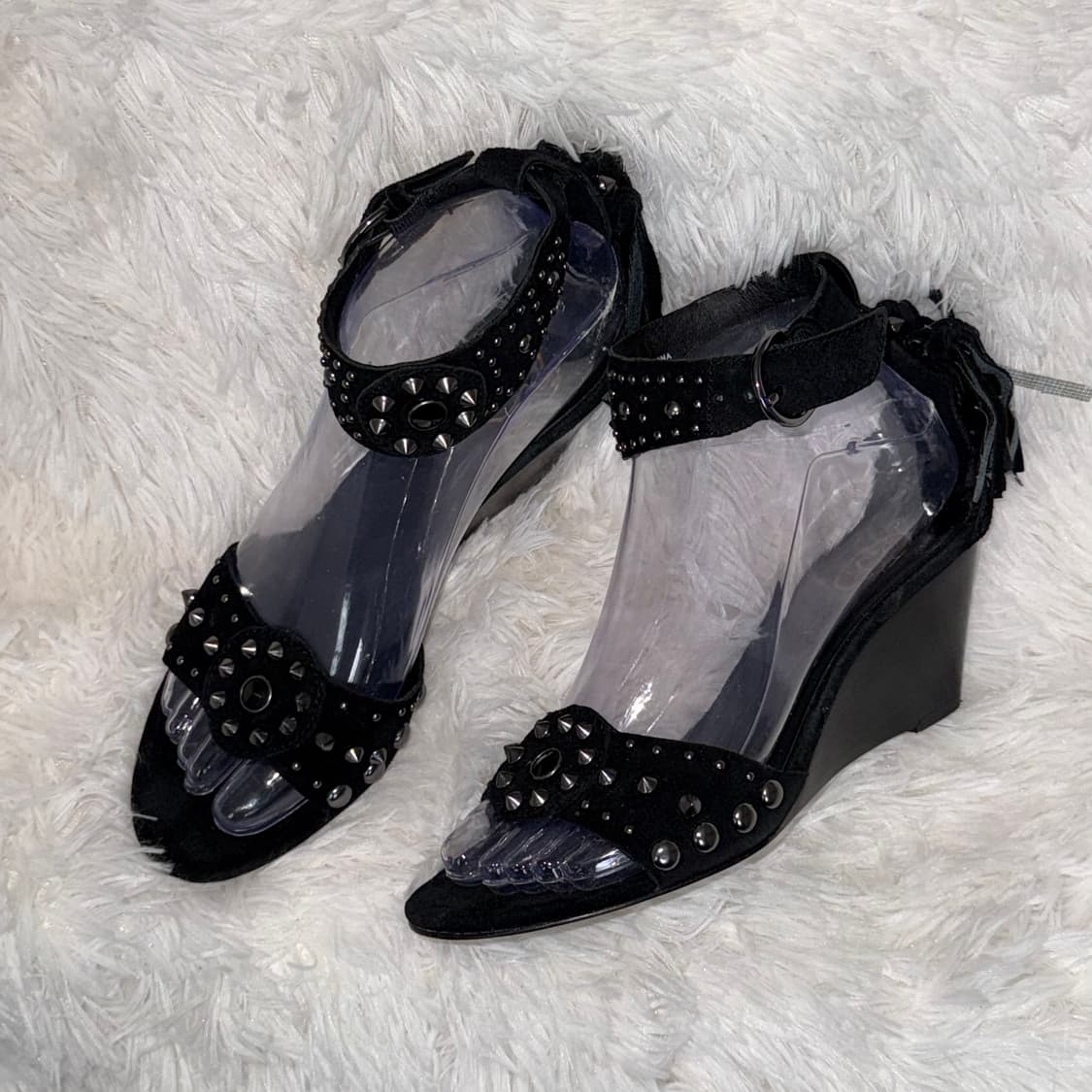 230 Ash 아쉬 스터드 블랙 스웨이드 웨지 샌들 상품이미지1