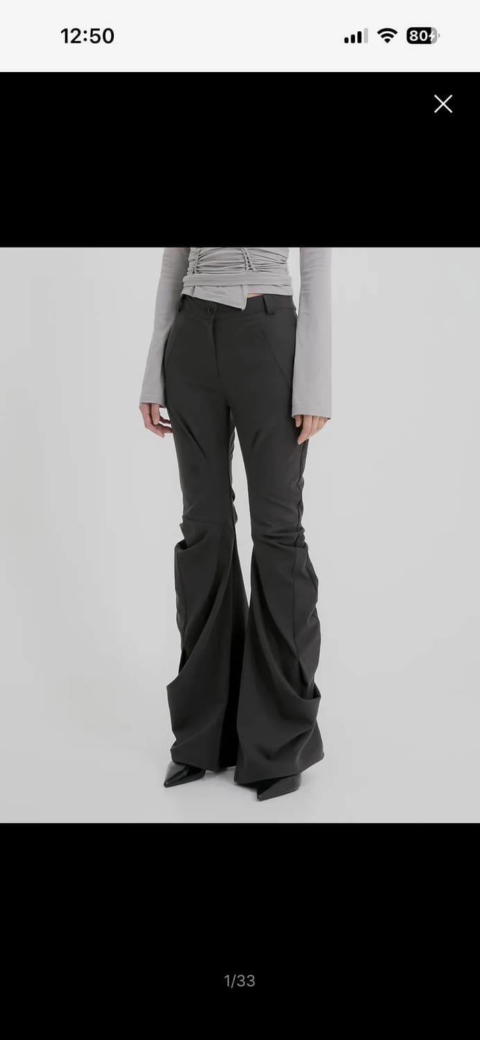 플레어업 Asymmetrical Drape Pants 차콜 1사이즈 상품이미지1
