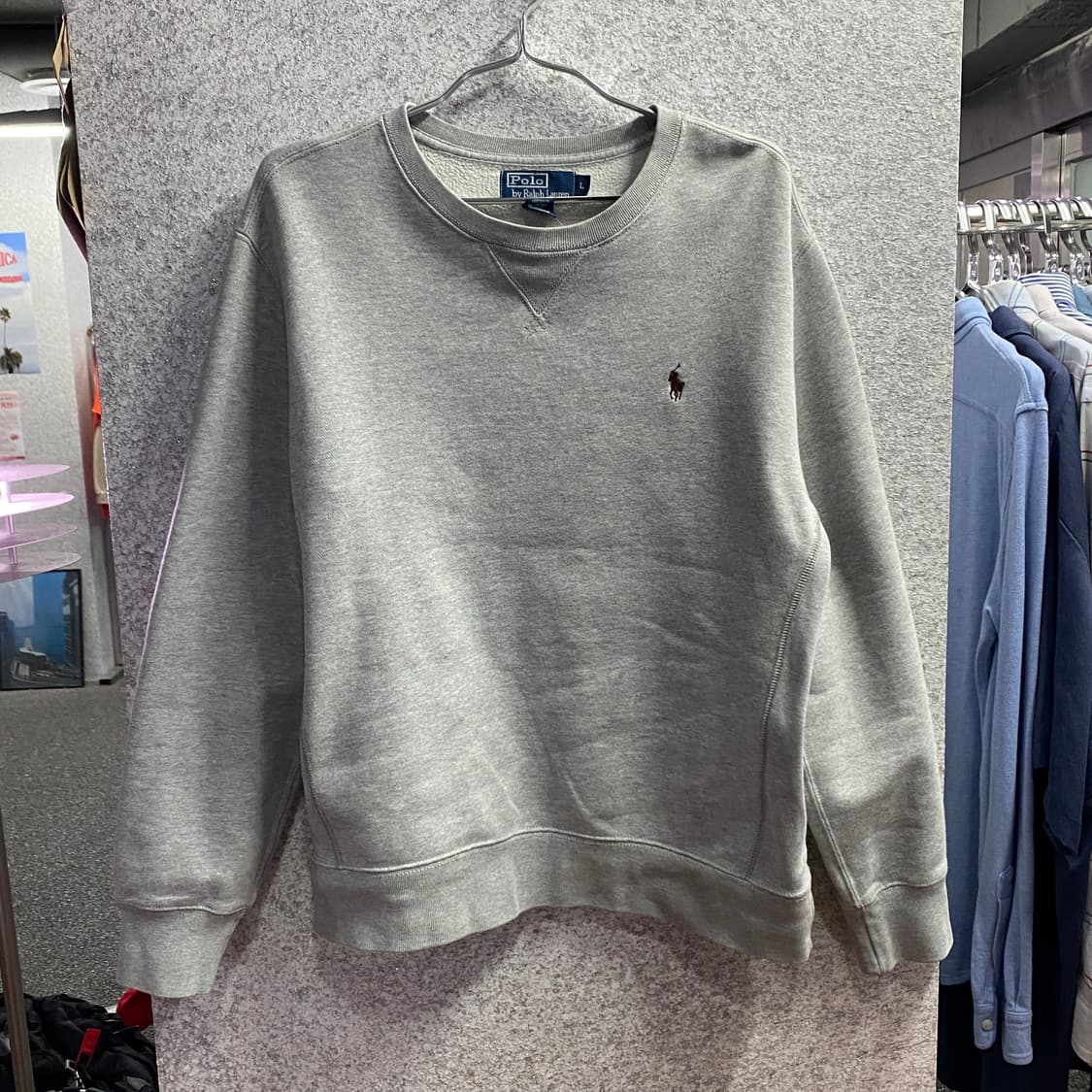 폴로 포니로고 크루넥 라운드 그레이 맨투맨 B3601 상품이미지2
