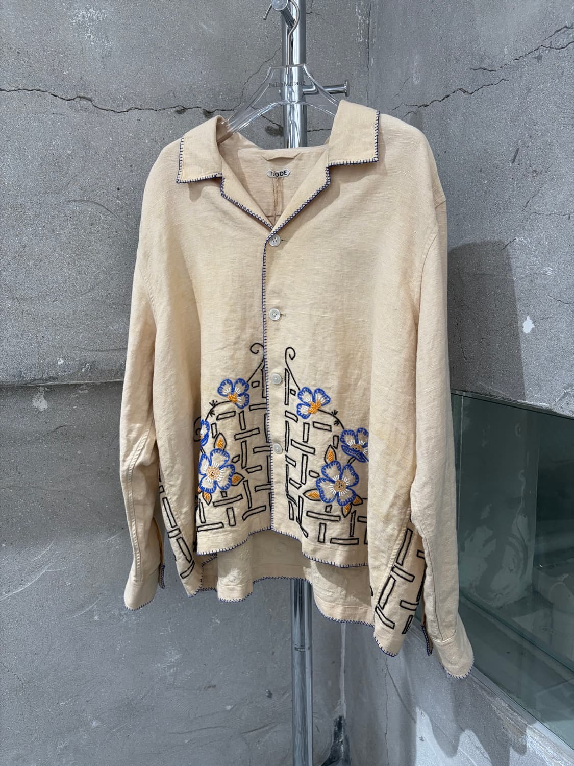 Bode Poppy embroidered linen shirt 상품이미지4