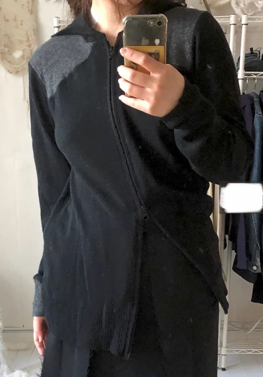 블랙 니트 집업 color block knit hoodie 상품이미지1