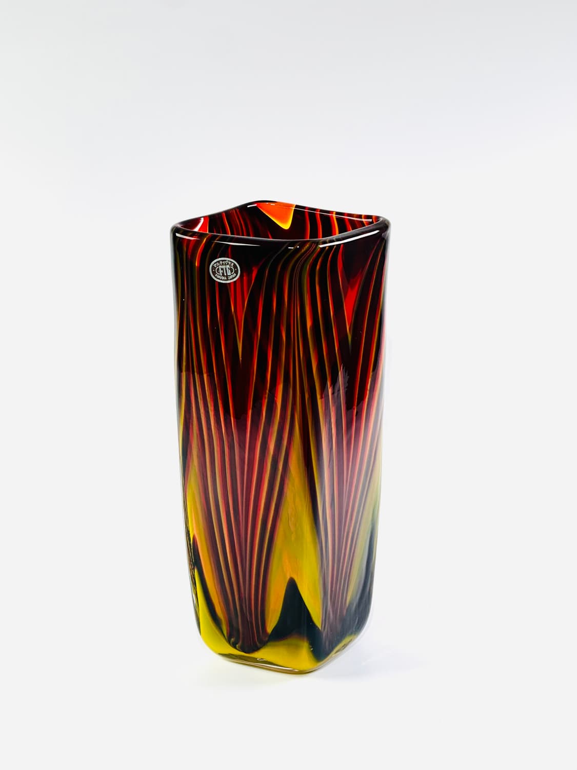 일본 빈티지 마르티 아트글라스 스퀘어 대형 화병 상품이미지8