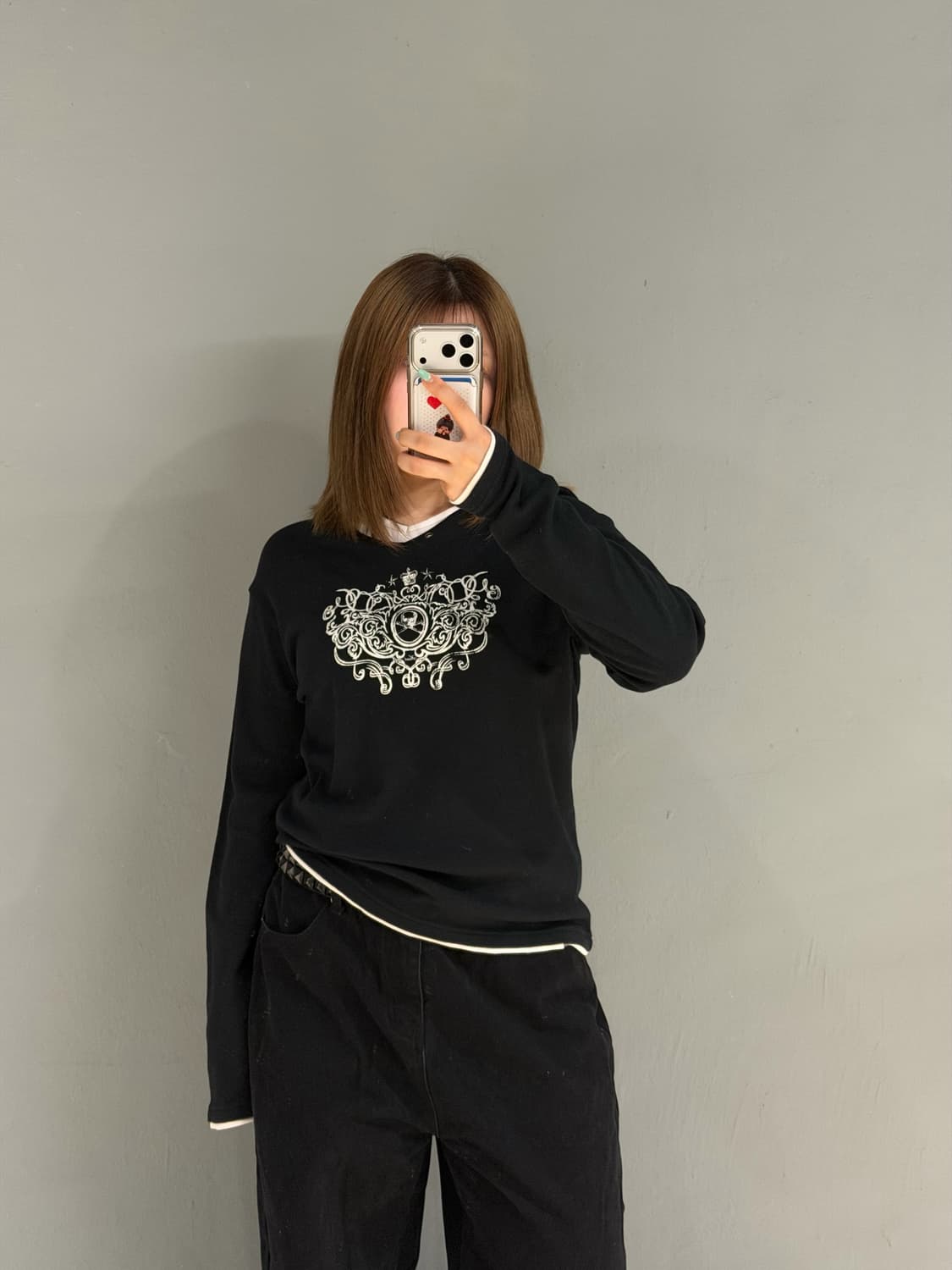 layered detail punk printing long sleeve 상품이미지2