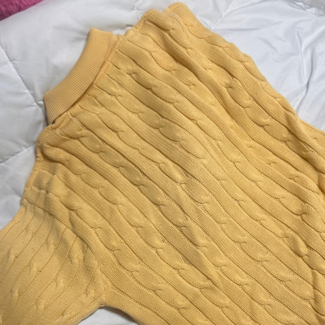 랄프로렌 꽈배기 케이블 카라 니트 옐로우 상품이미지4