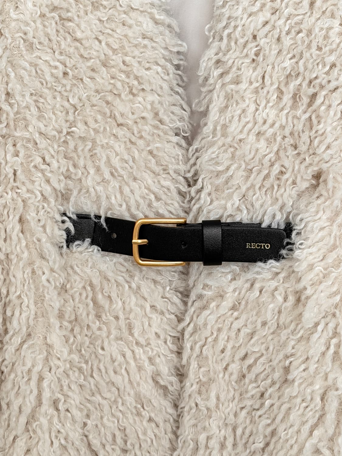 렉토 Faux 시어링 벨티드 스트랩 디테일 코트 상품이미지6