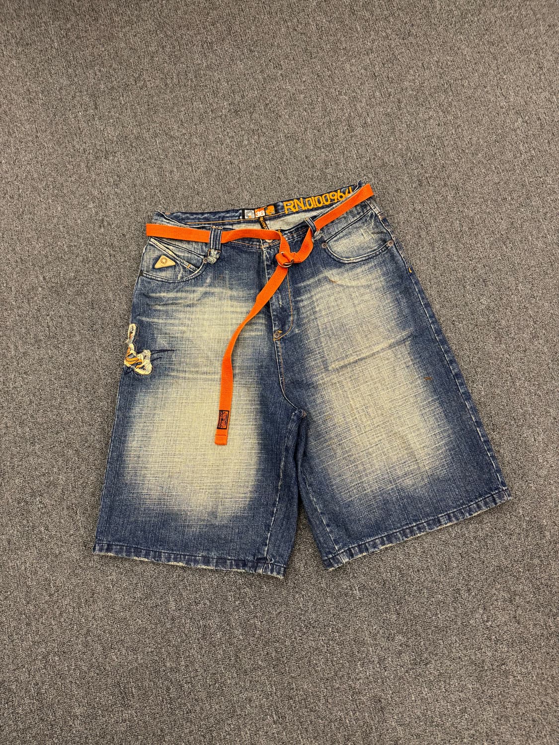 36)Akademiks 빈티지 패치 자수 버뮤다 데님팬츠 상품이미지3
