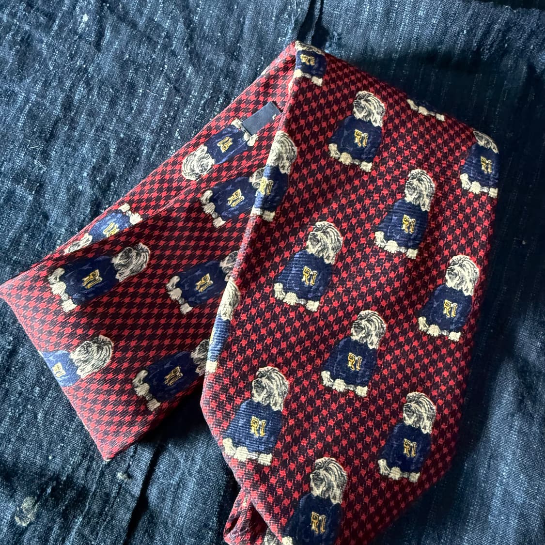 90's 폴로 랄프로렌 도그 패턴 실크 타이 상품이미지2