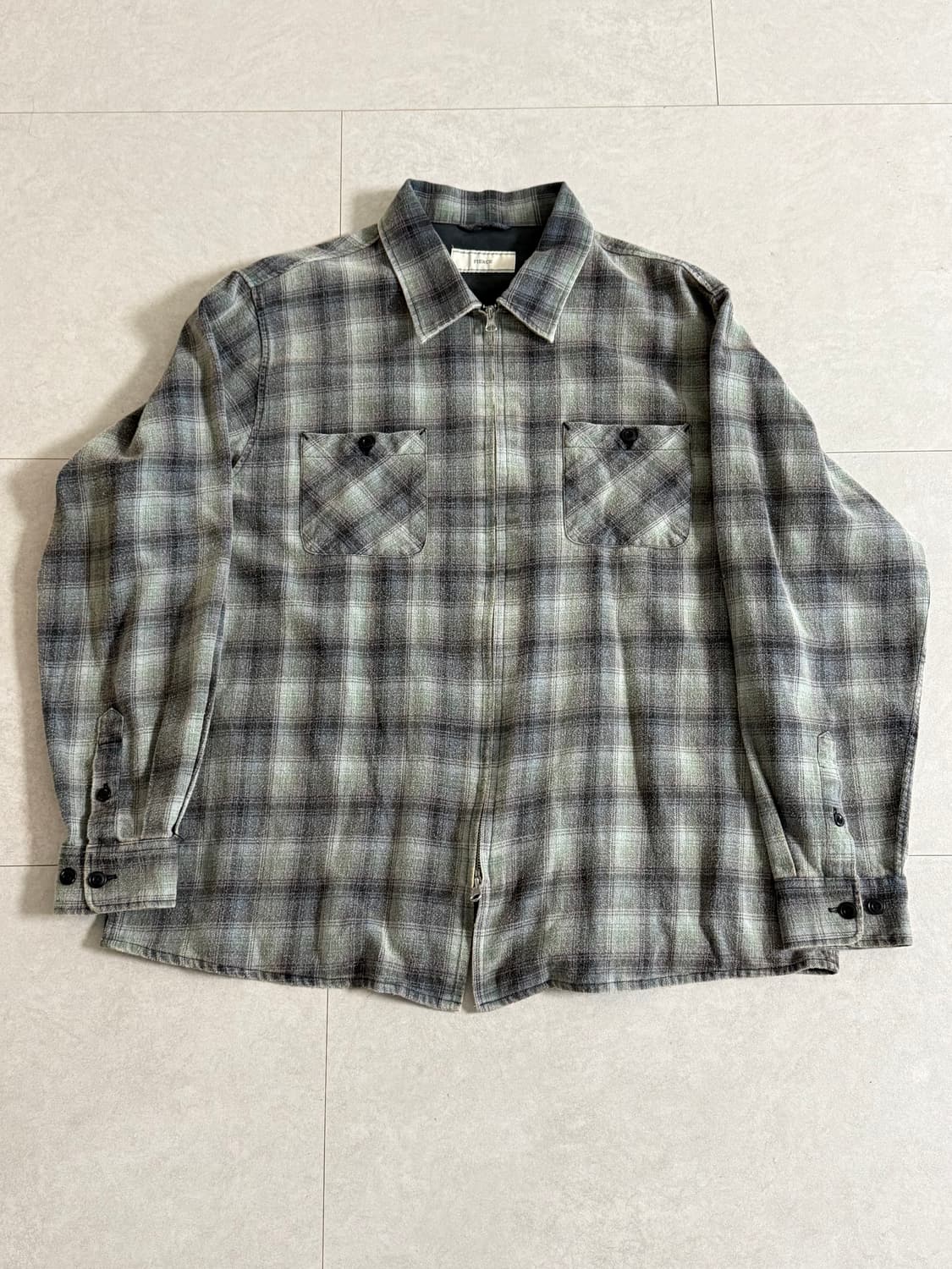 (XL) 피어스 체크 집업셔츠 상품이미지1