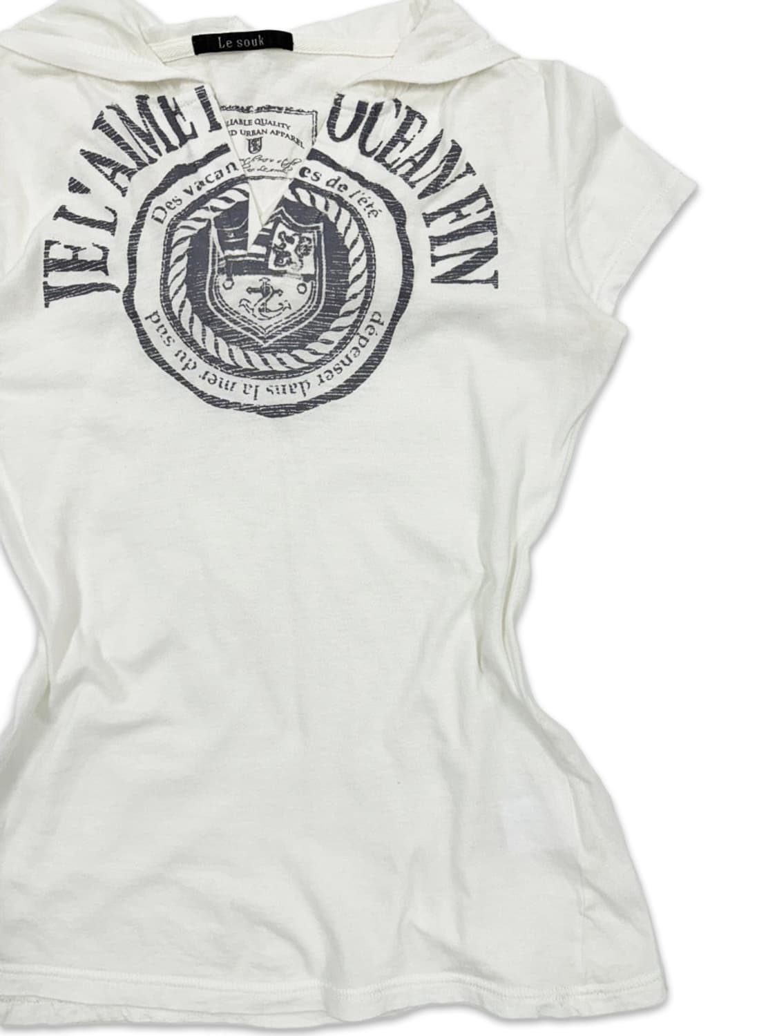 빈티지 LE SOUK 펑크 y2k 레터링 후드 반팔티 상품이미지2