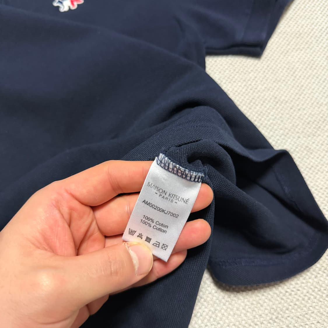 메종키츠네 트리플컬러 폭스 패치 반팔 카라티 상품이미지3