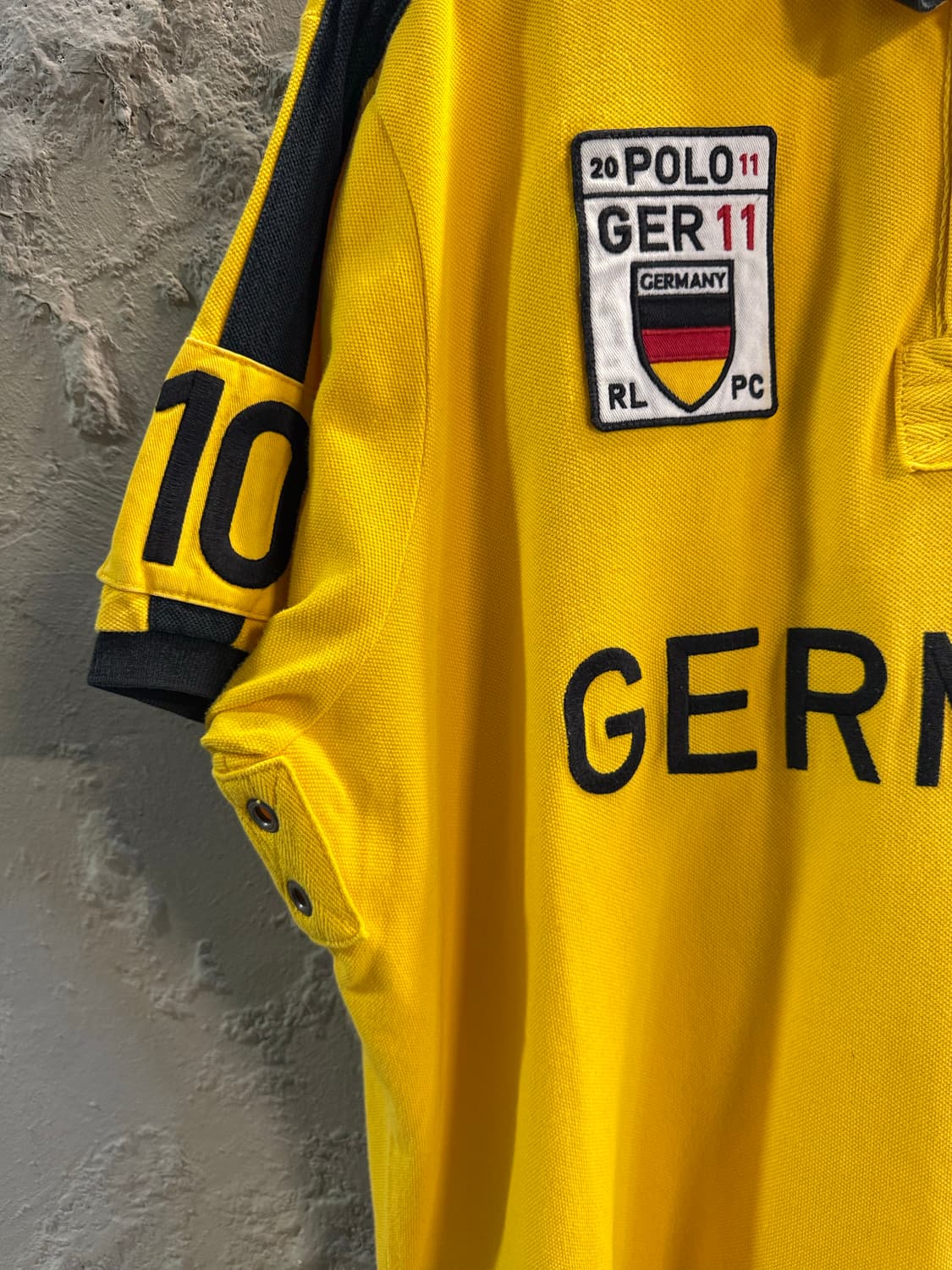M 폴로랄프로렌 POLO  빅포니 독일 GER 패치 럭비 폴로 셔츠 옐로 상품이미지2
