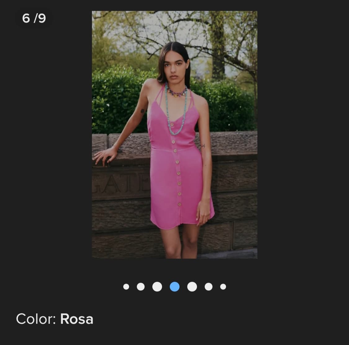 [ZARA] 자라 린넨 블렌드 백 크로스 미니 원피스 (Rosa) 상품이미지3