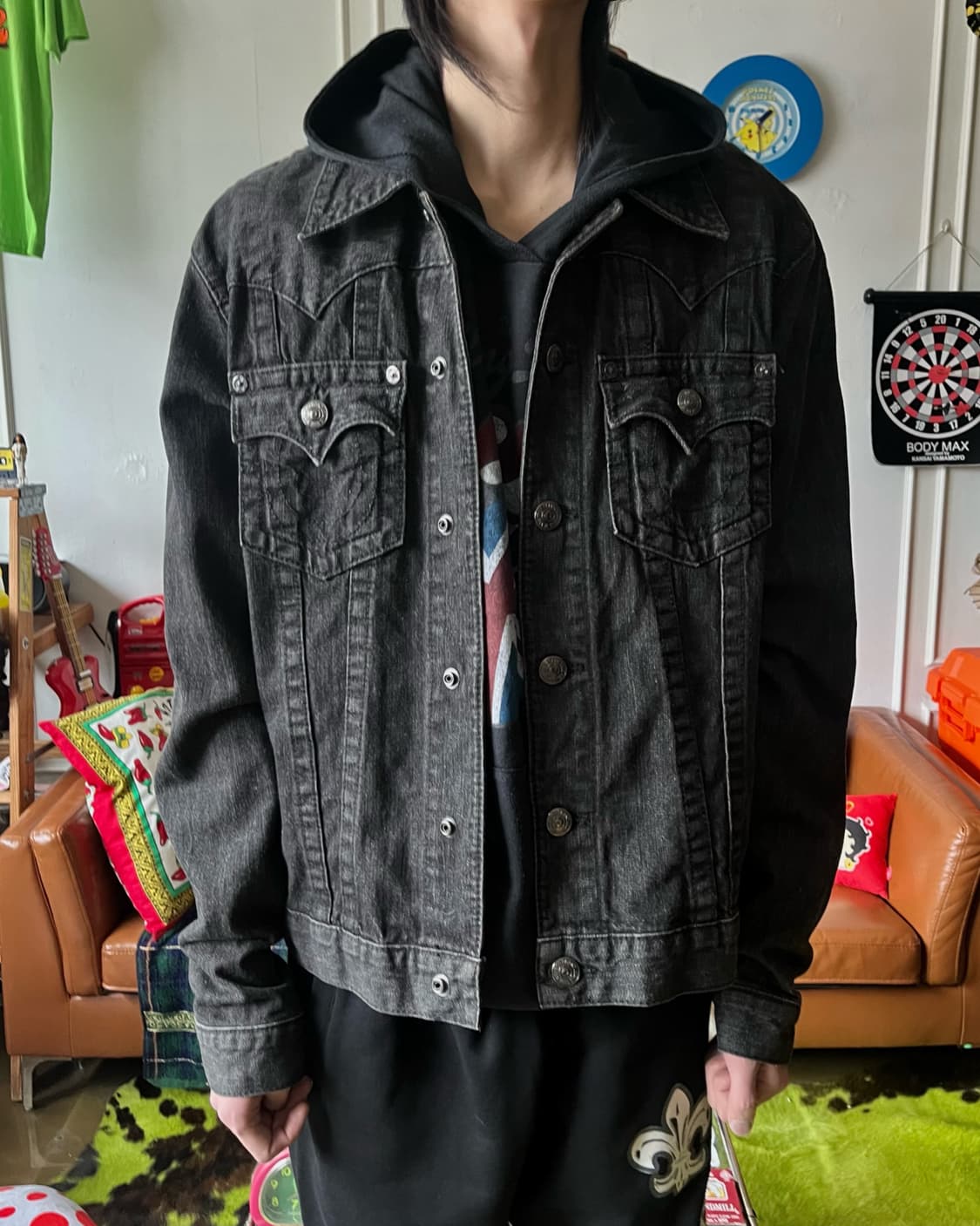 90-00s True Religion Black Denim Trucker 상품이미지2