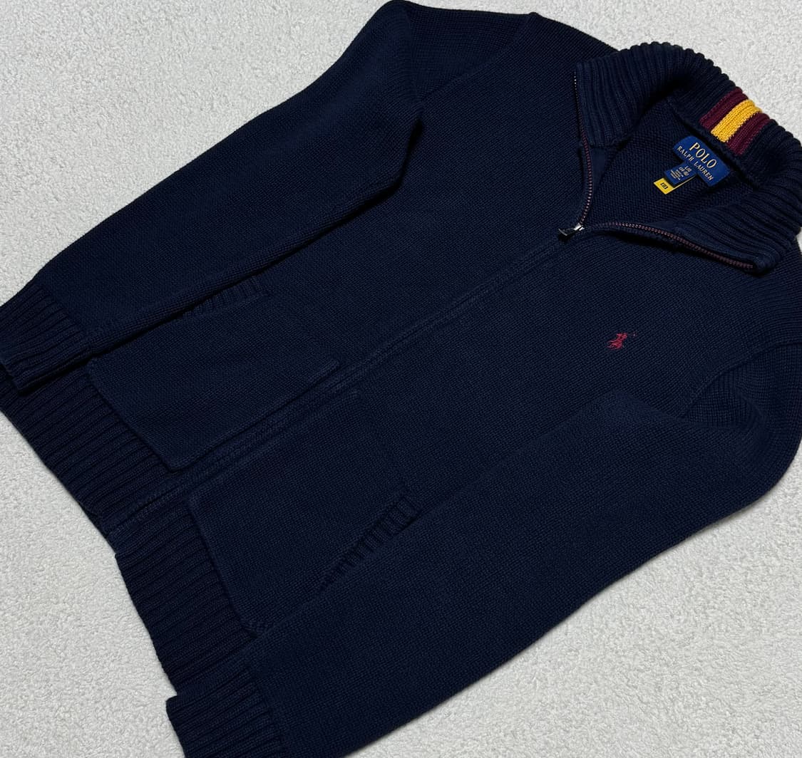 폴로 랄프로렌 딥네이비 딥레드 로고 니트 집업  상품이미지4