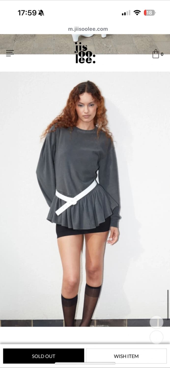 (새상품)Jisoolee 지수리 테리 러플 탑 다크그레이 상품이미지3