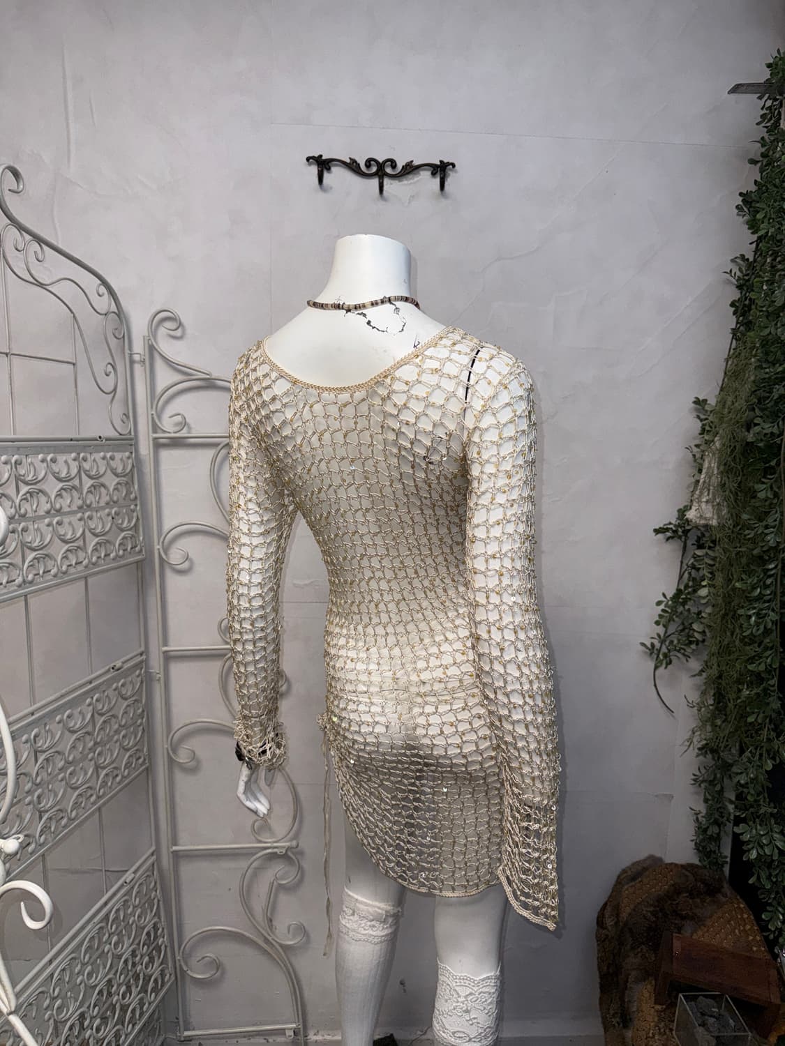 Ivory spangled net loose knit 상품이미지4