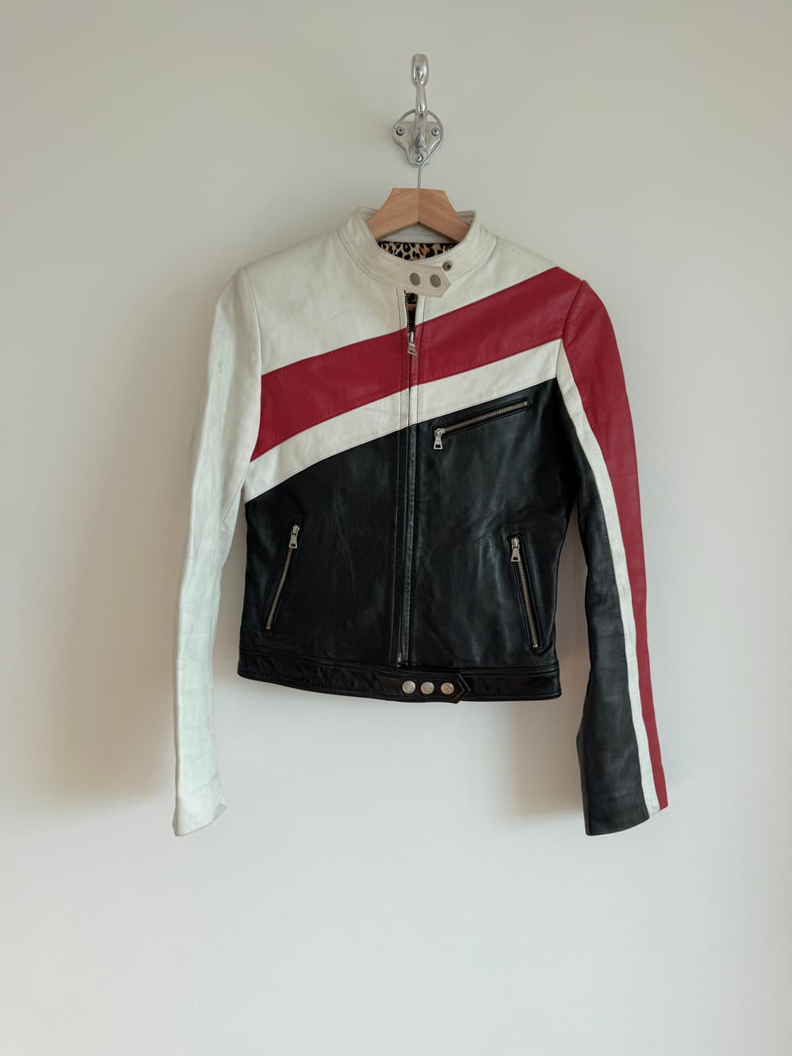 Pre owned 레더 레이싱 자켓(얼룩 확인) 상품이미지1