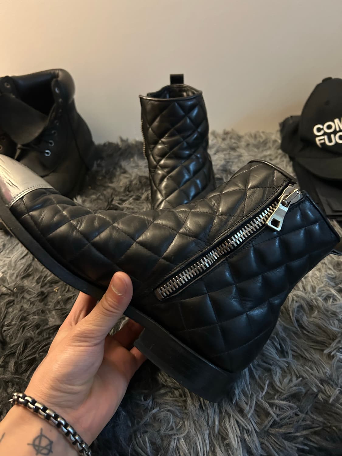 Balmain 2014ss 퀄팅 메탈 실버 부츠 상품이미지7