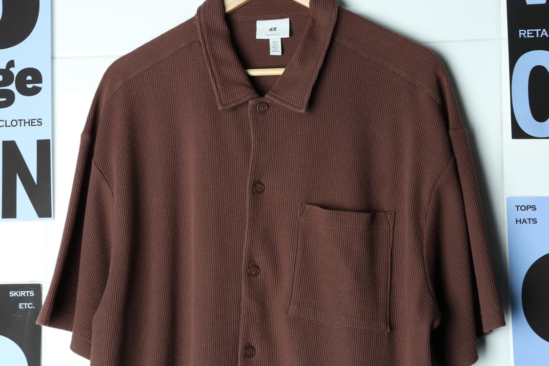 (2XL) 에이치앤엠 반팔 카라 티셔츠 브라운 와플 박시-H31888 상품이미지3
