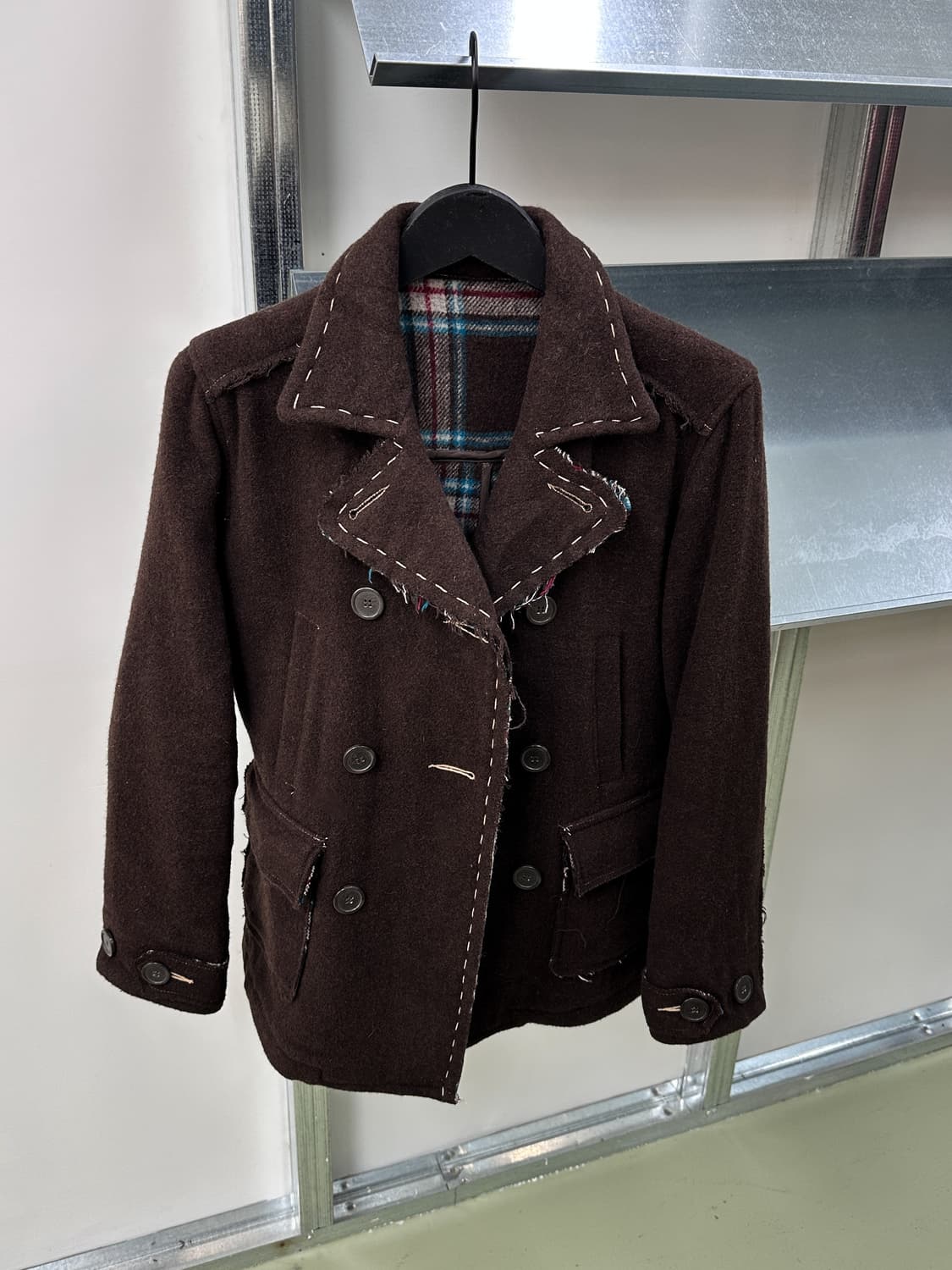 brown stitch double wool short jacket 상품이미지5