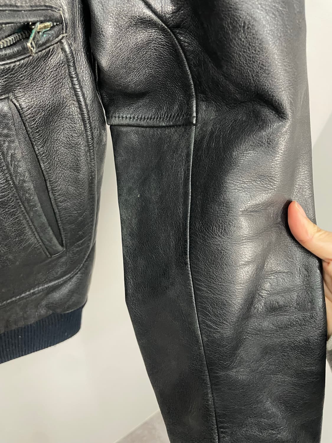 빈티지 블랙 가죽 자켓 H1522 상품이미지10