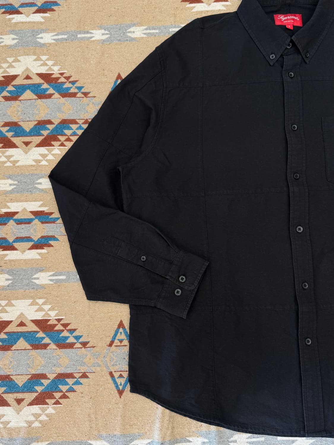 [L] 슈프림 패치워크 옥스포드 셔츠 블랙  상품이미지3