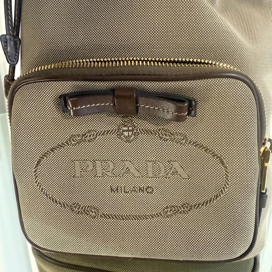 프라다 밀라노 패브릭 버킷백 브라운 상품이미지5