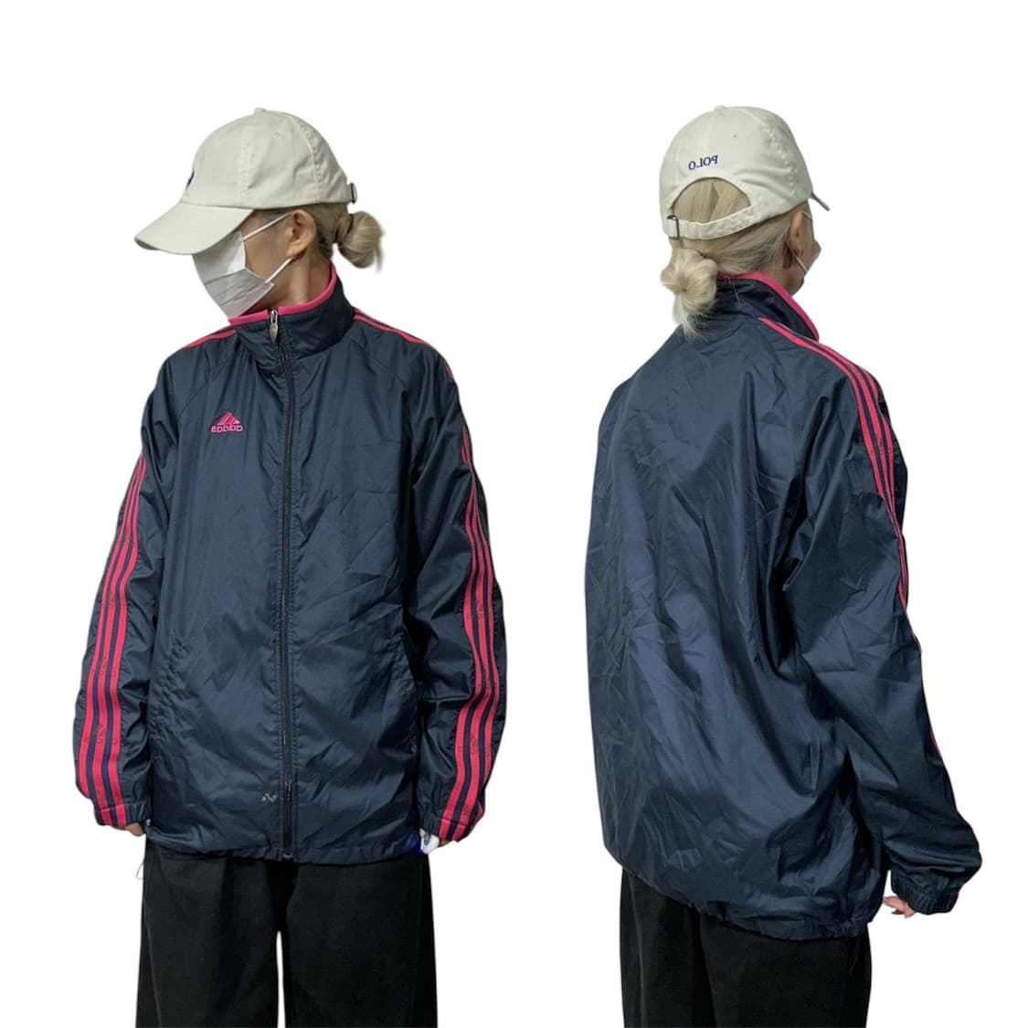 아디다스 네이비 핑크 삼선 바람막이 자켓 L 상품이미지1