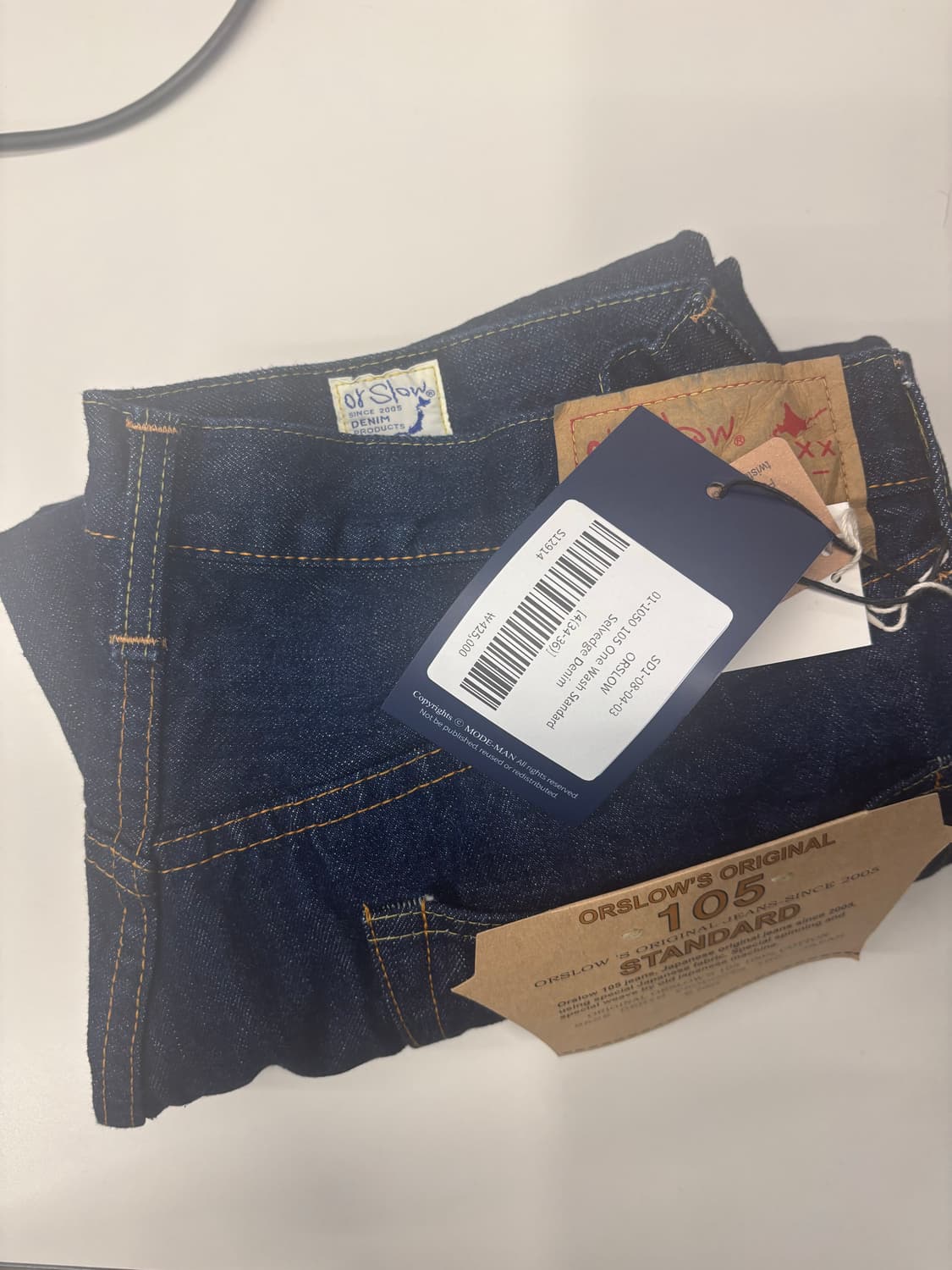 (새제품) Orslow 105 원 워시 셀비지 데님 상품이미지1