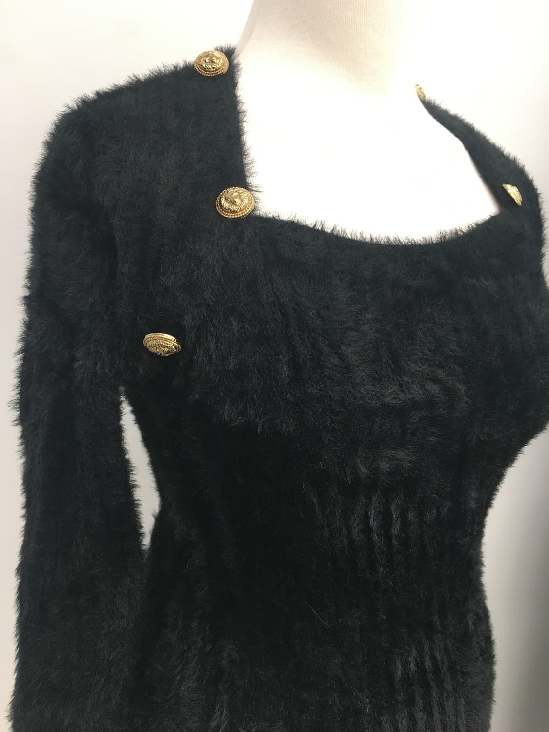 gold button angora knit one-piece 상품이미지5