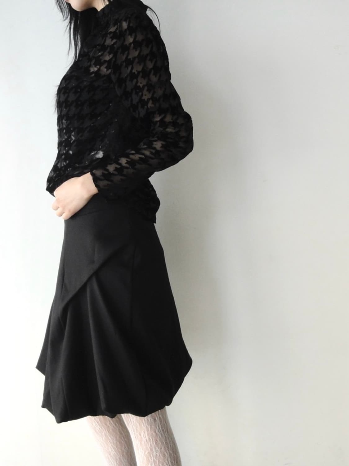 Hound pattern layer top / black 상품이미지5