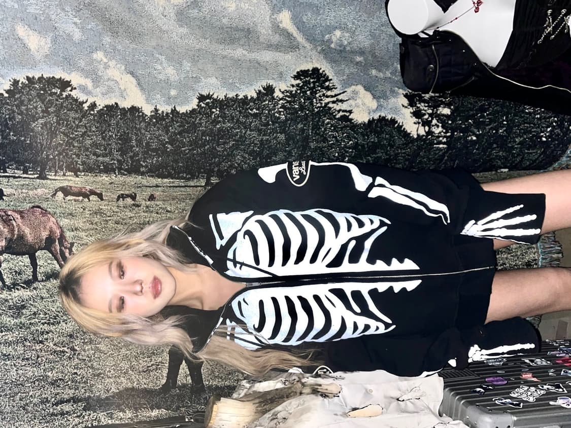 밴슨 오버핏 풀 아트워크 본 후드집업 상품이미지7