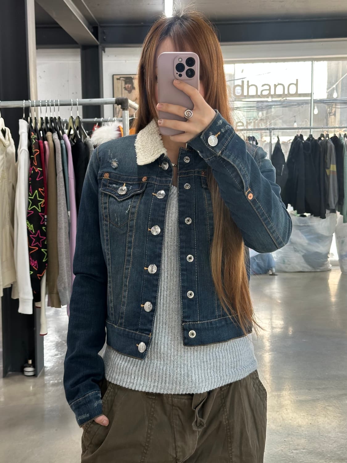 트루릴리젼 에밀리 쉐르파 양털 퍼 데님자켓 상품이미지3