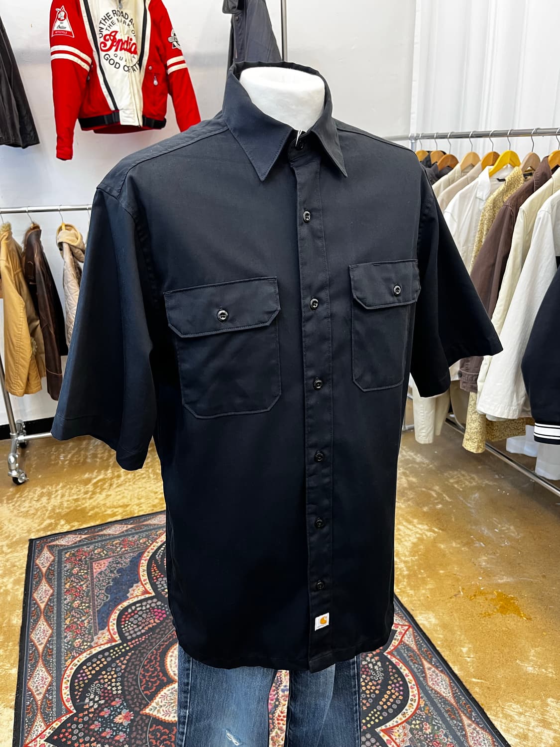 칼하트 더블 포켓 반팔 셔츠 블랙 상품이미지1