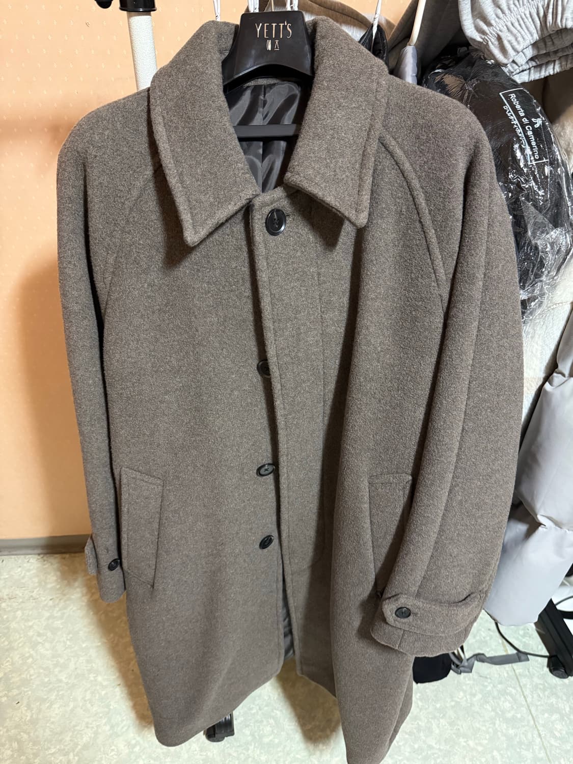 (L) 울 블랜디드 발마칸 코트 카키 상품이미지2