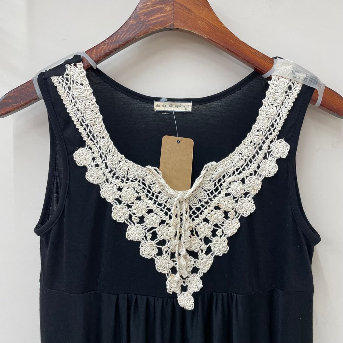 da da de epatant 화이트 레이스 디테일 블랙 나시 원피스  상품이미지2