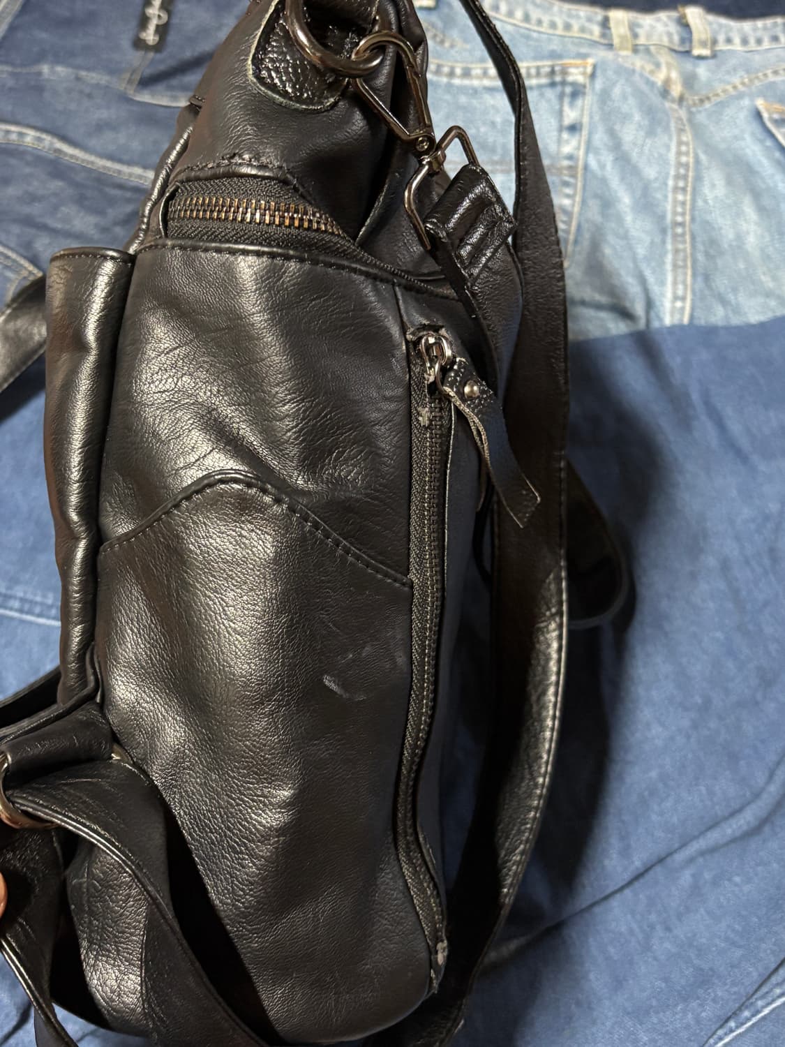 basic black leather back pack 상품이미지7
