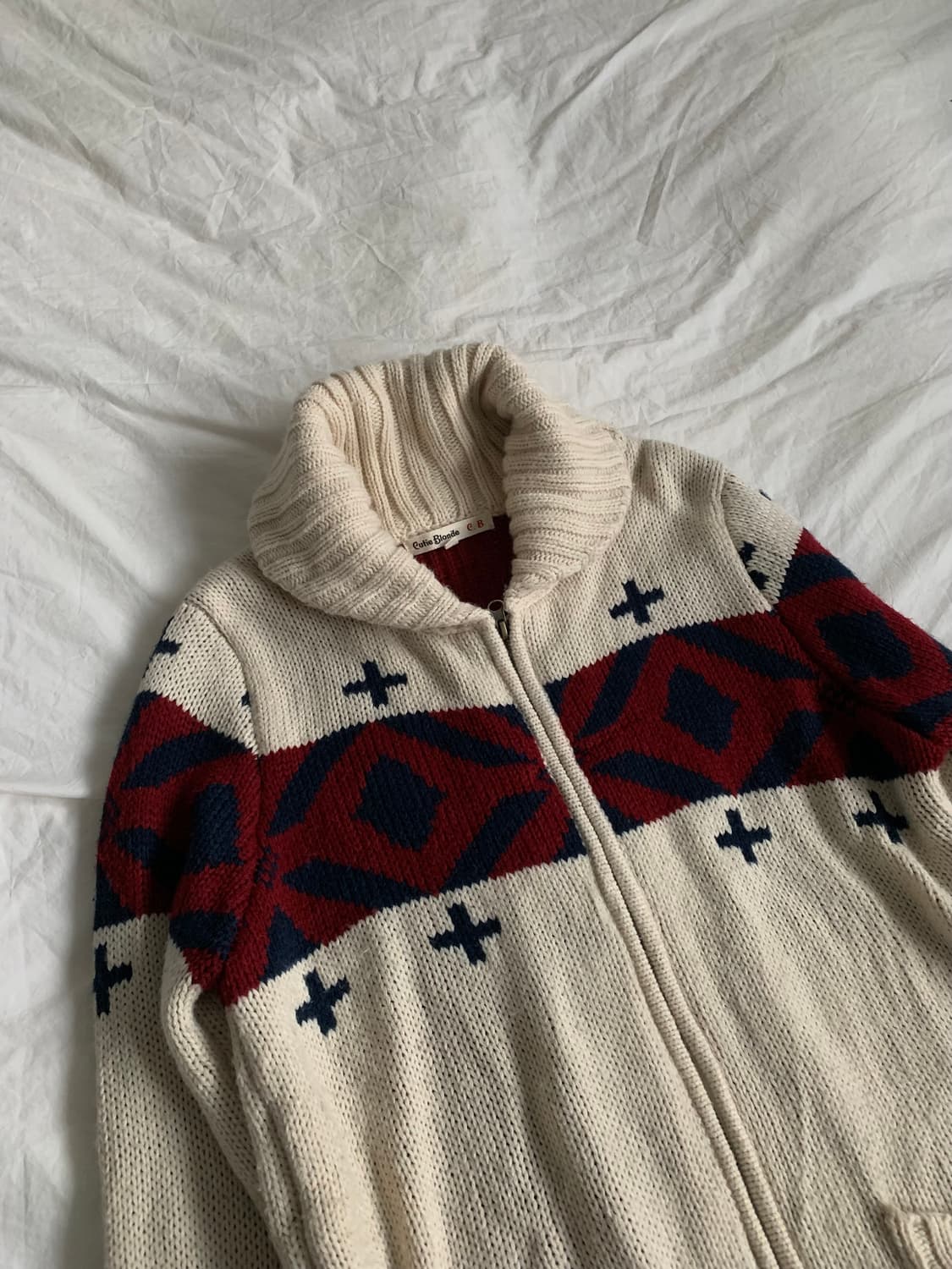 패턴 니트 집업 가디건 상품이미지4