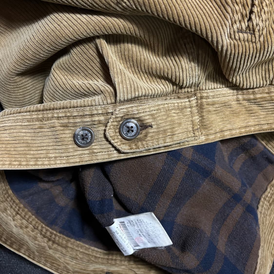 90s 두산 폴로 베이지 코듀로이 골덴 블루종 자켓 L 상품이미지6
