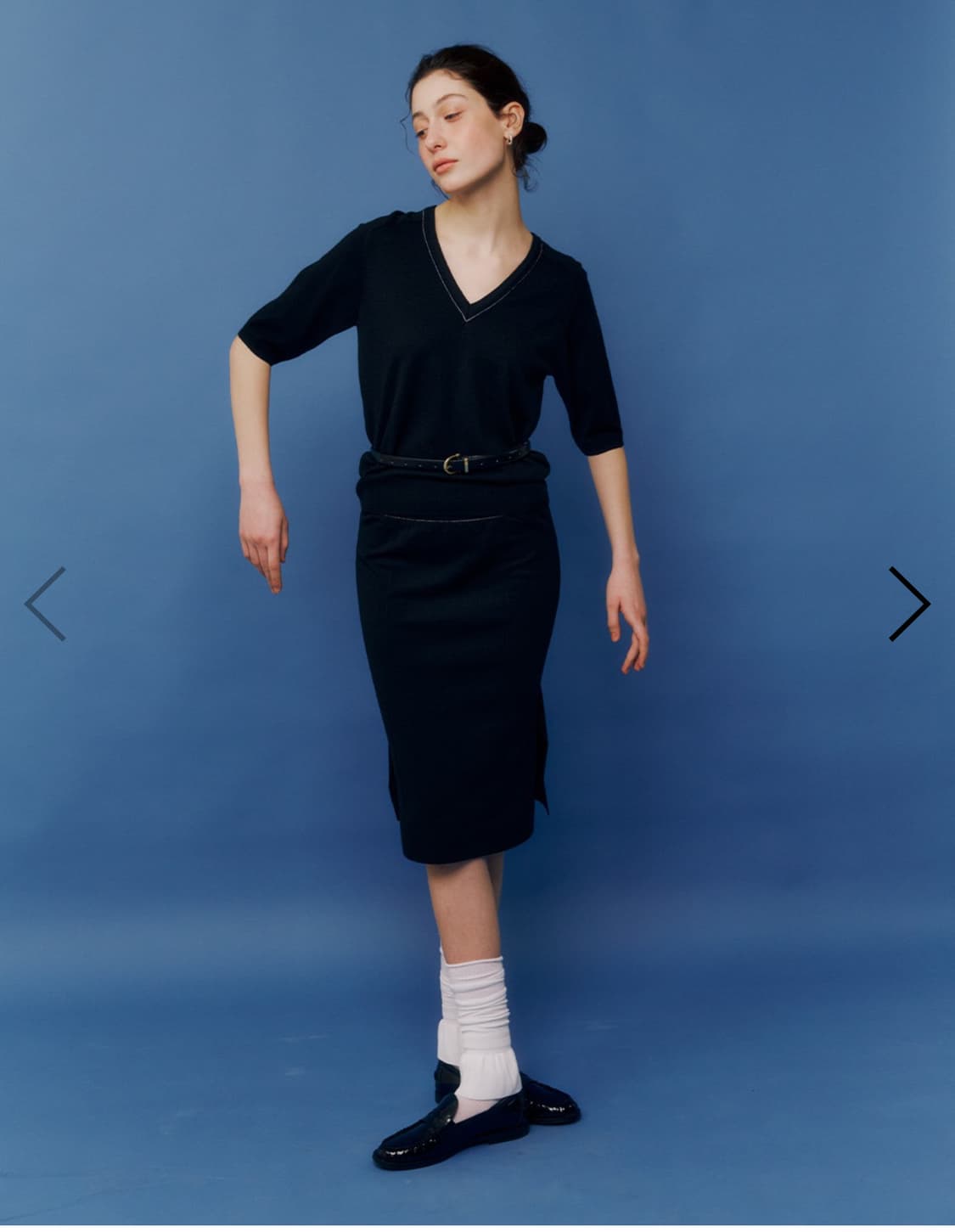 매기 Maggie 하프 슬리브 브이넥 여름 니트 상품이미지5