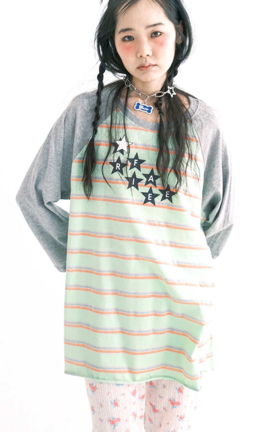 샵페어리 레인보우 레글런 티셔츠 민트 래글런 상품이미지1