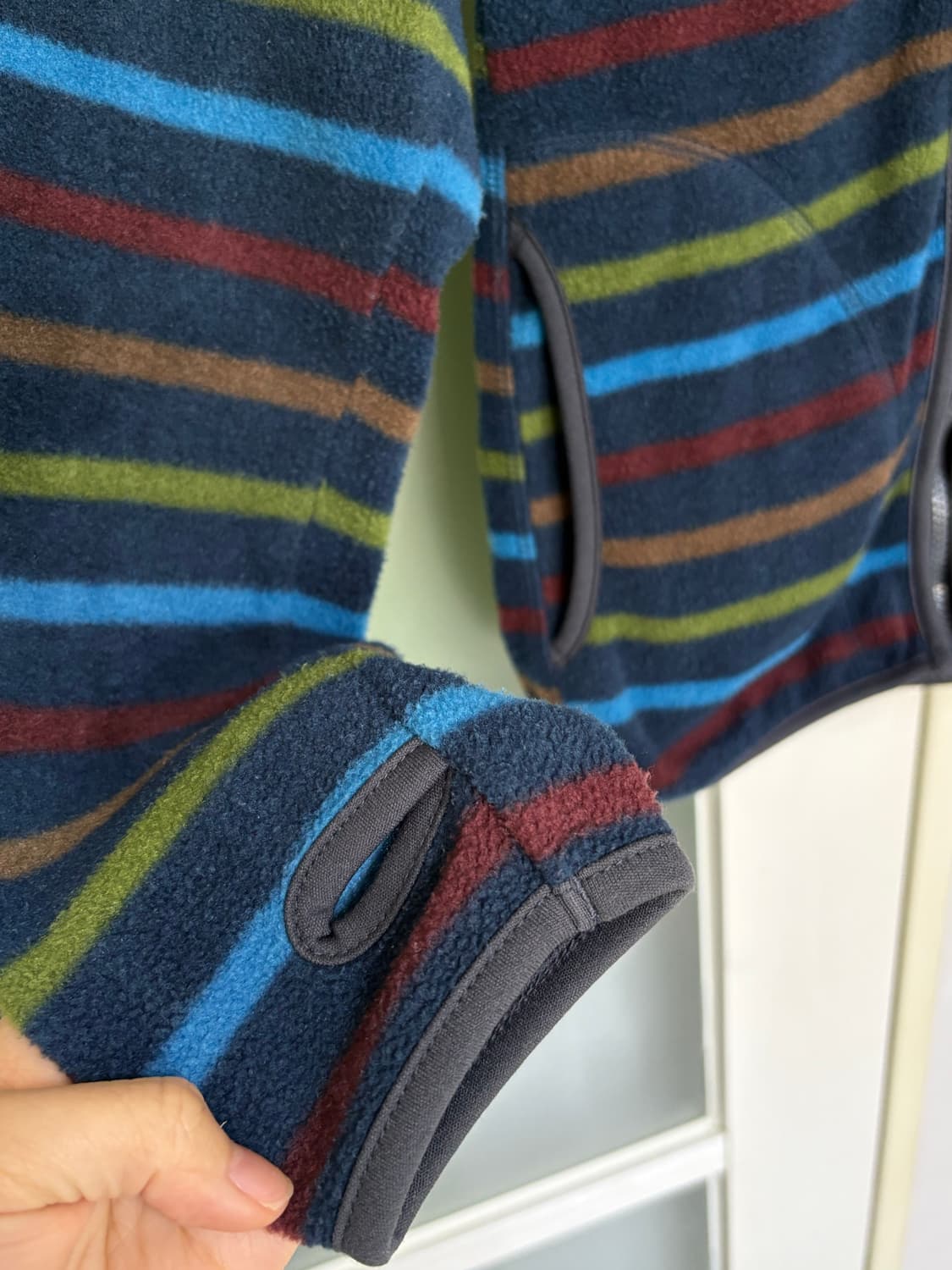 네이비 스트라이프 플리스 후드집업 상품이미지4