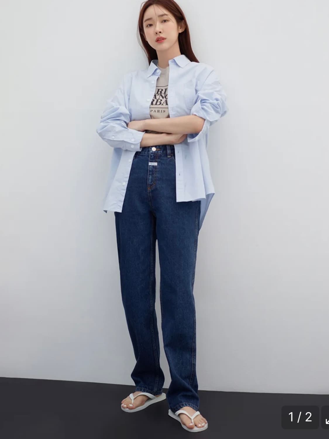 마리떼 X 차정원 W ROLL UP STRAIGHT 데님팬츠 상품이미지3