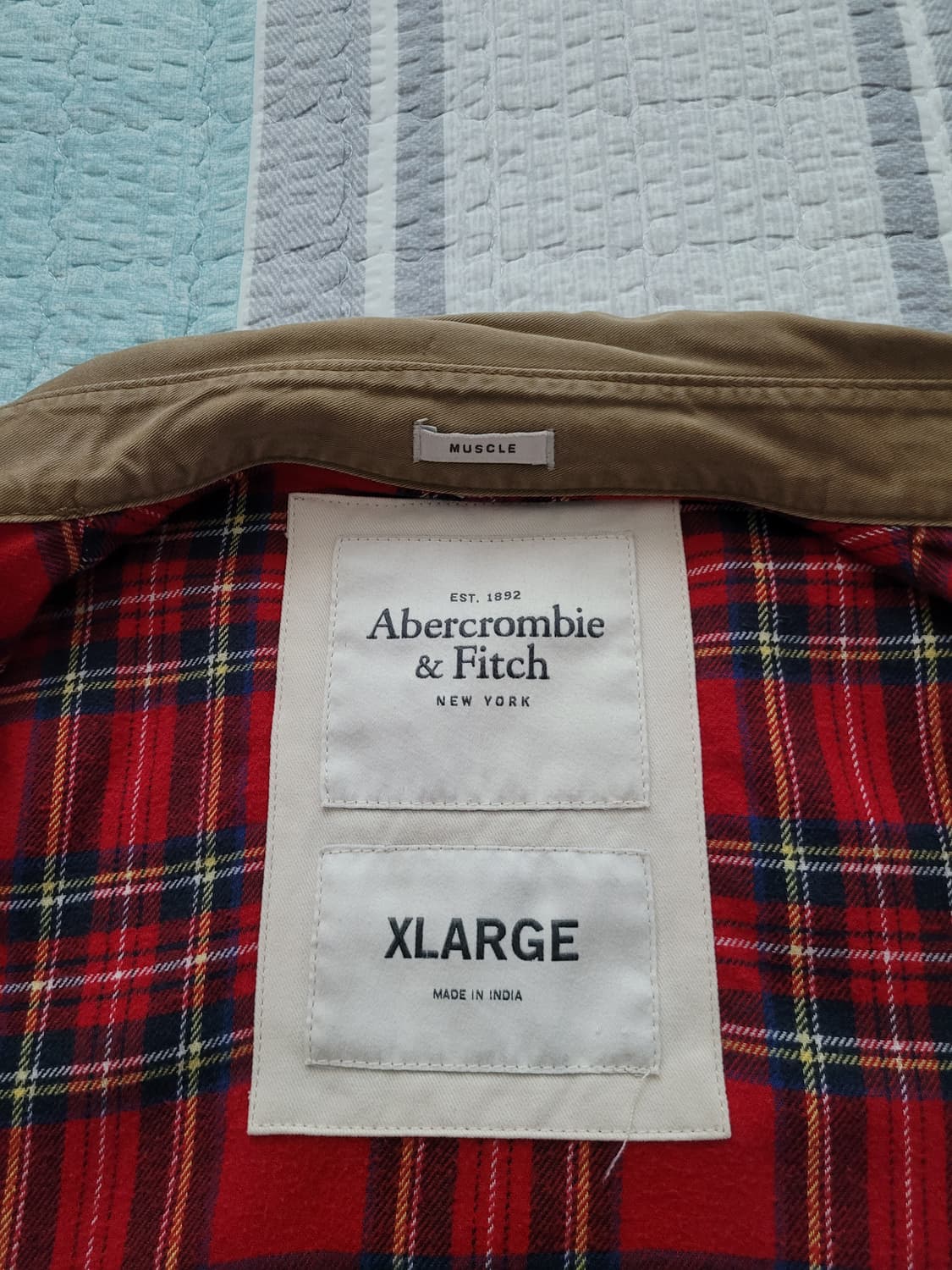 아베크롬비 Abercrombie 워크웨어 체크안감 셔츠형 자켓 XL 상품이미지6